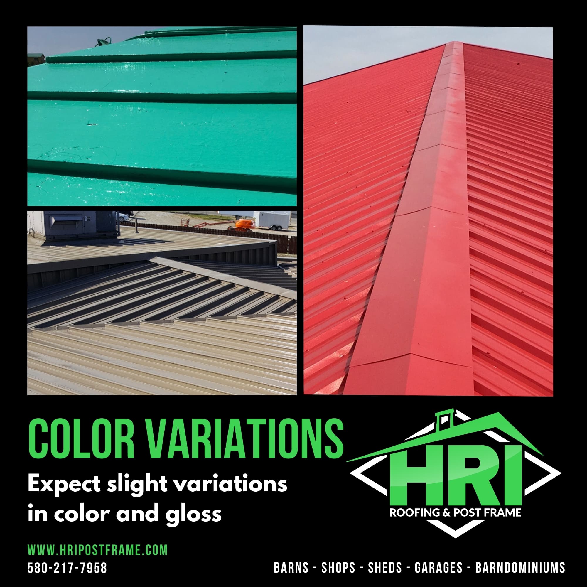 Expect Slight Variations with Custom Roof Colors
