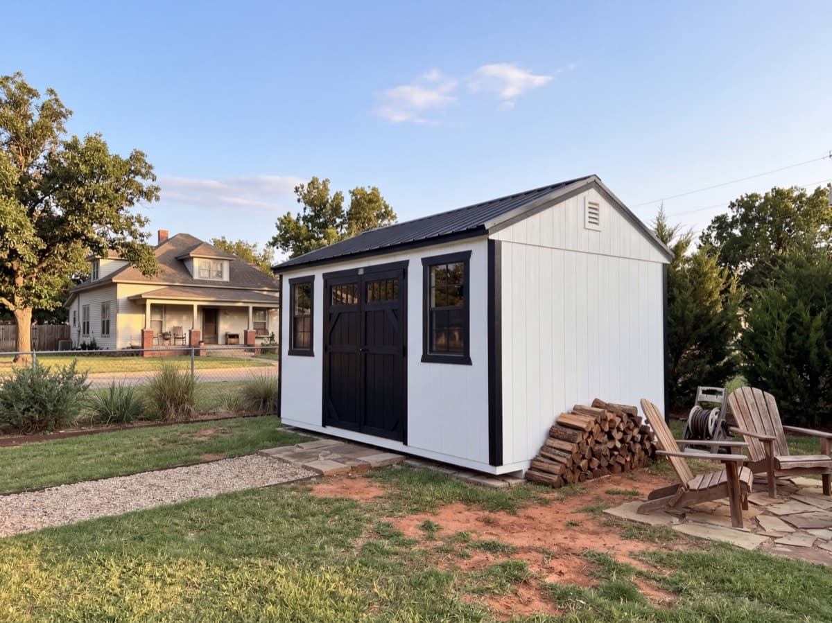 Wood panel shed