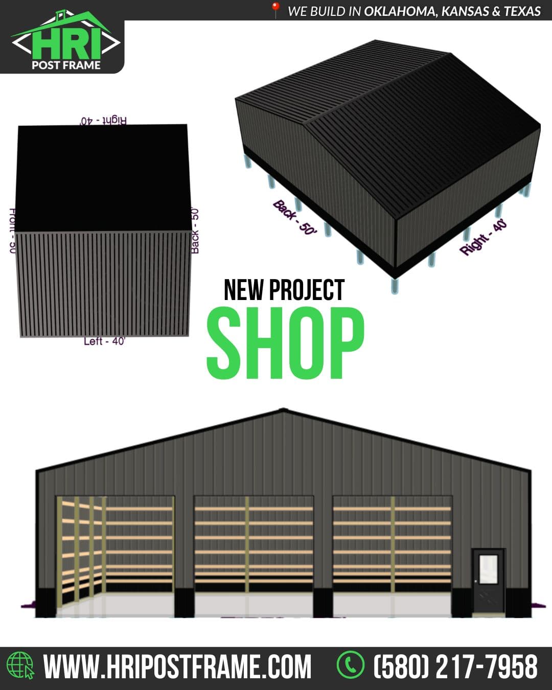 Discover the Versatility of HRI's Post Frame Shop: Spacious Design Meets Functionality